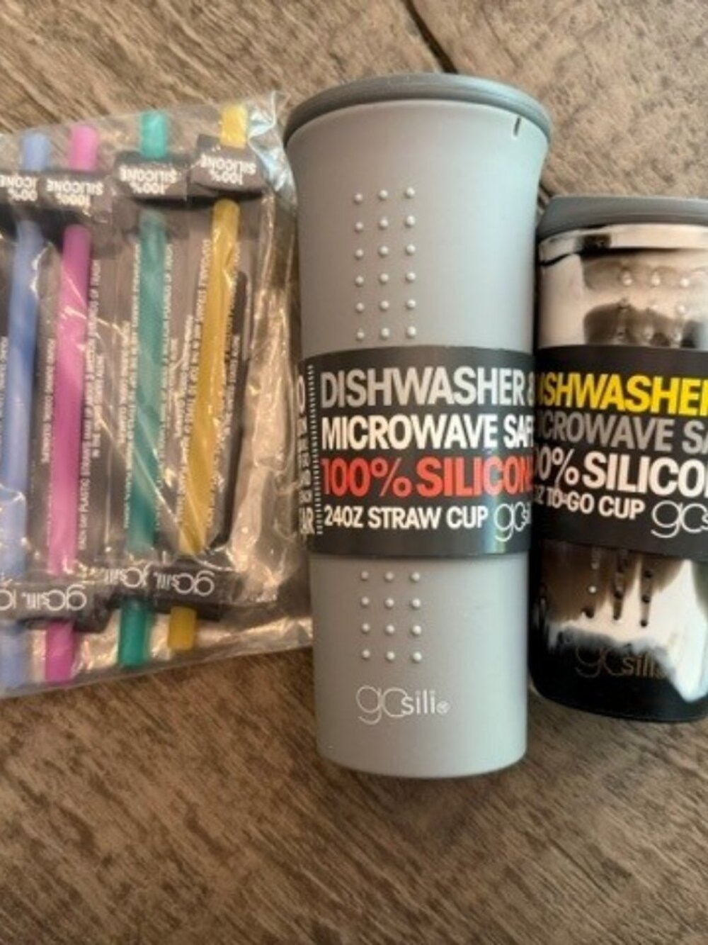 GoSili reusable silicone cups and straws bundle
